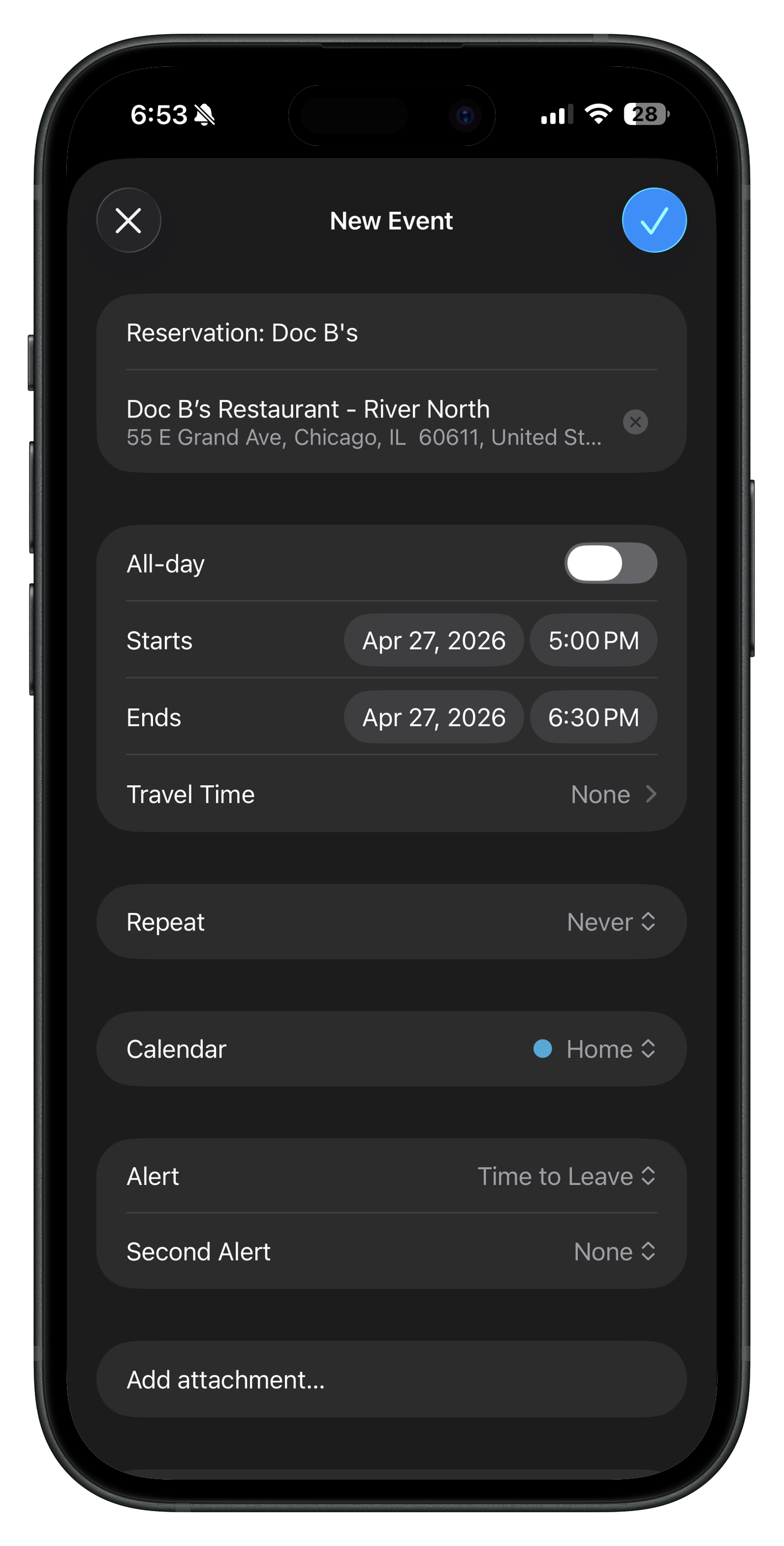 Calendar invite